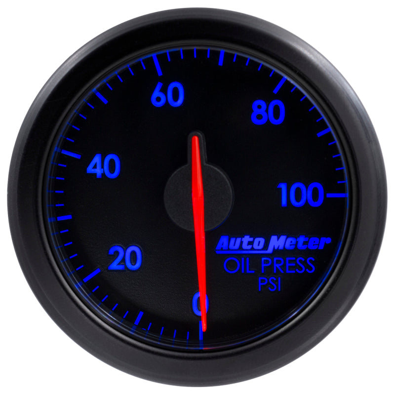 Autometer Airdrive 2-1/6in Oil Pressure Gauge 0-100 PSI - Black Gauges AutoMeter