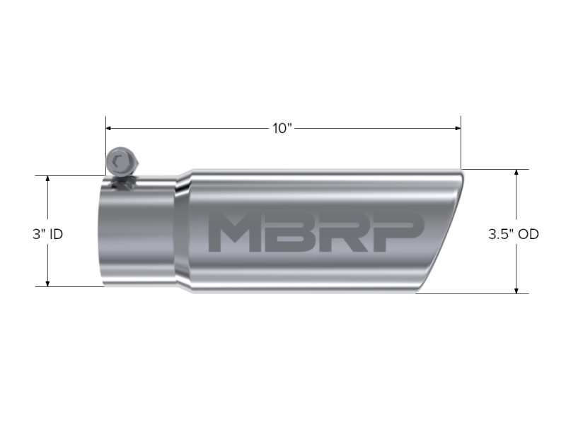 MBRP Universal Tip 3in O.D. Angled Rolled End 3 inlet 10 length Steel Tubing MBRP