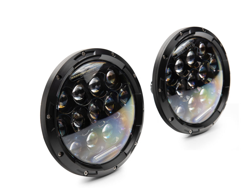 Raxiom 97-18 Jeep Wrangler TJ/JK Axial Series 13-LED Headlights- Black Housing (Clear Lens) Headlights Raxiom