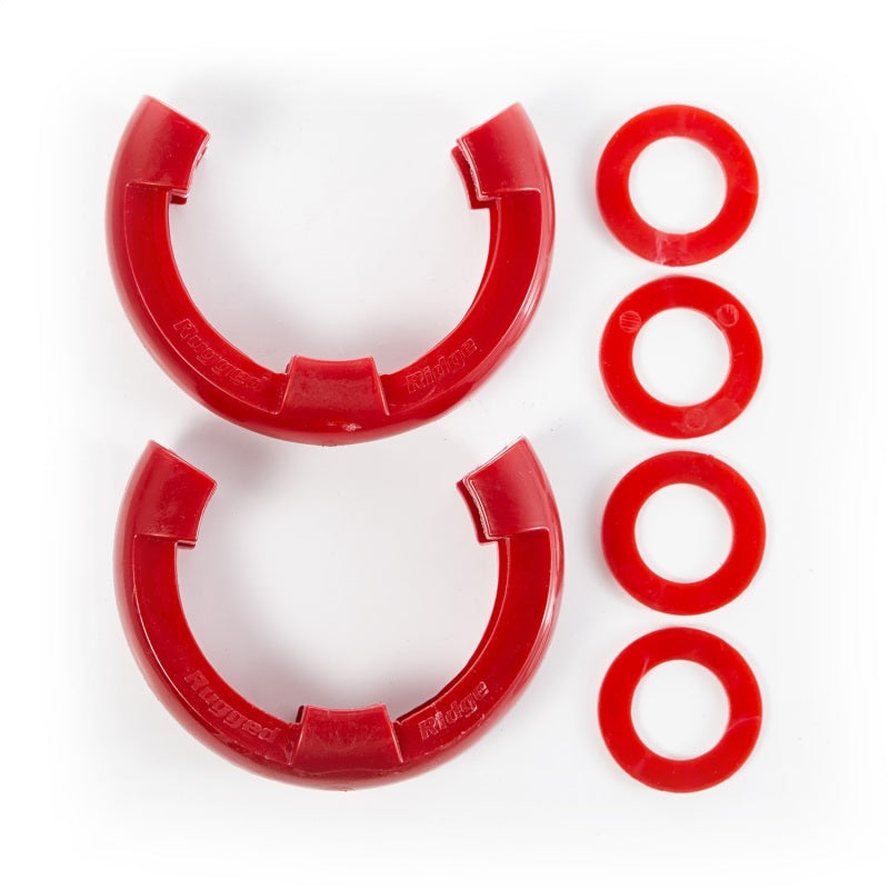 Rugged Ridge Red 3/4in D-Ring Isolator Kit Shackle Kits Rugged Ridge