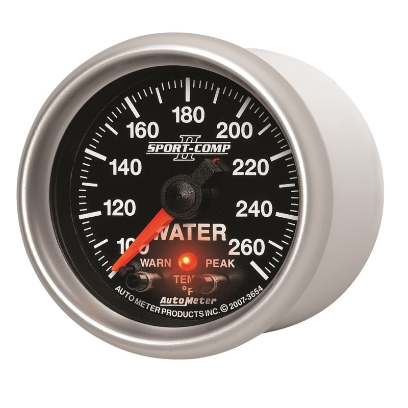 Autometer Sport-Comp II 52.4mm 100-260 Deg F Water Temp Peak & Warn w/ Electronic Control Gauge Gauges AutoMeter