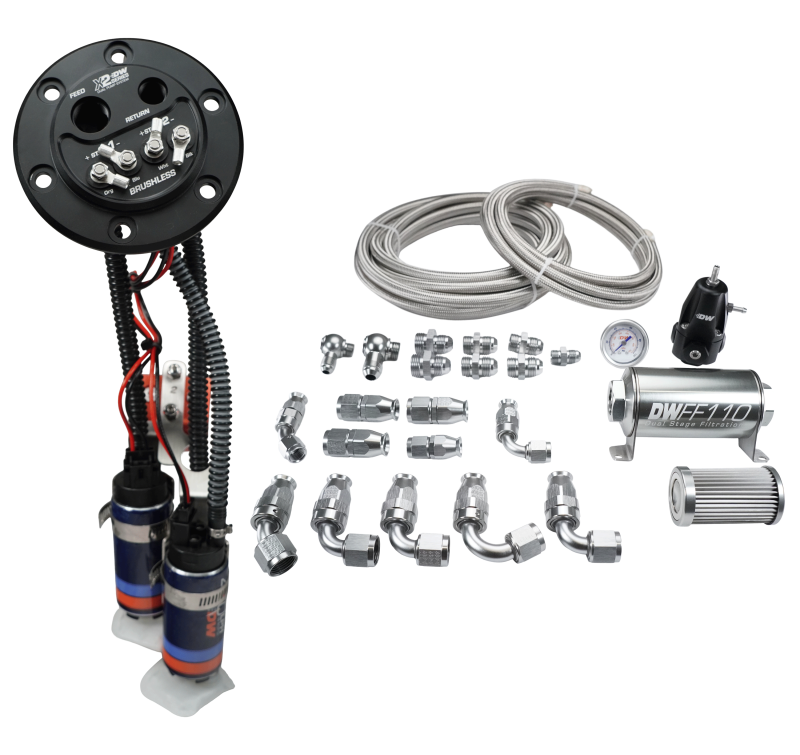 Deatschwerks X2 Series Fuel Pump Hanger w/ Dual DW420 Pumps/PTFE Plumbing kit for 92-00 Honda Civic Fuel Pumps DeatschWerks