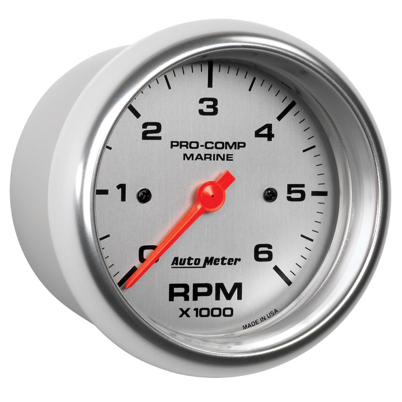 Autometer Marine Silver Ultra-Lite Gauge 3-3/8in Tachometer 6K RPM Gauges AutoMeter