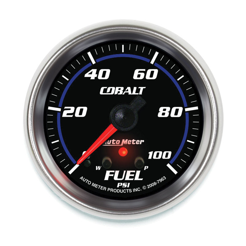 Autometer Cobalt Fuel Pressure Gauge 2-5/8in 100PSI Stepper Motor w/ Peak and Warn Gauges AutoMeter