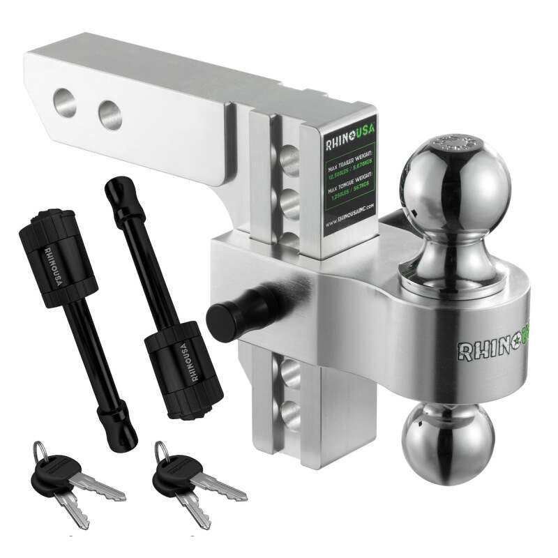 Rhino USA 6In Heavy Duty Drop Hitch - 2In (Silver) Hitch Accessories Rhino USA