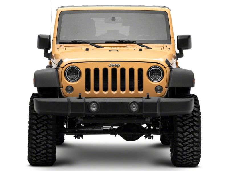 Raxiom 07-18 Jeep Wrangler JK Axial Spider LED Headlights w/Angel Eye Halo- Blk Housing (Clear Lens) Headlights Raxiom