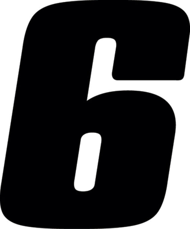 Hardline Dirt Digits 3pk 5.5 in. - High Gloss Number 6 - Black Stickers/Decals/Banners Hardline