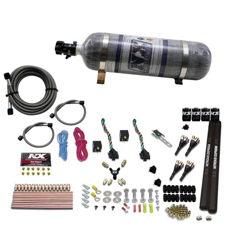 Nitrous Express 4 Cyl SX2 Nozzle Nitrous Kit (100-300HP x 2) w/Composite Bottle Nitrous Systems Nitrous Express