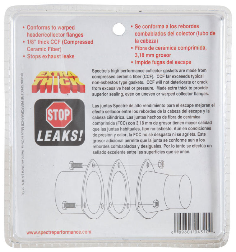 Spectre Header Collector Gasket 3in. Thick Exhaust Gaskets Spectre