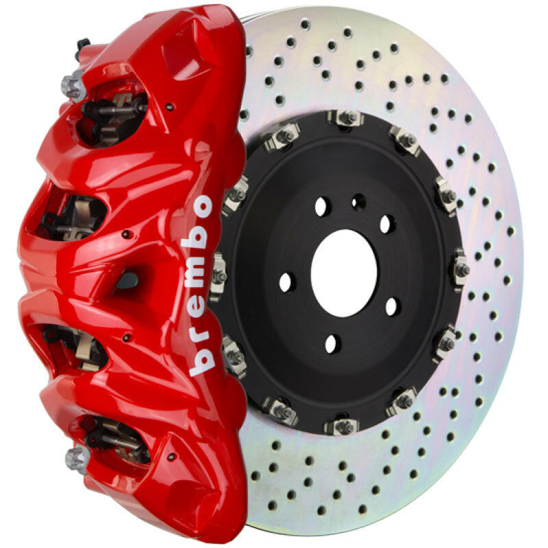 Brembo 05-13 Range Rover Sport Front GT BBK 8 Piston Cast 412x38 2pc Rotor Drilled-Red Brake Kits - Performance Slot Brembo