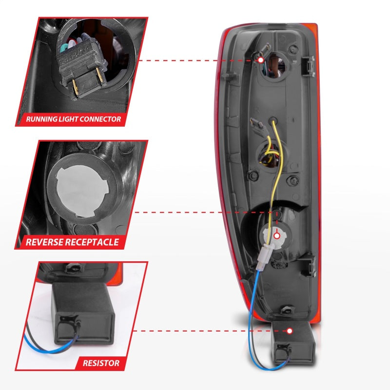 ANZO 2004-2012 Chevrolet Colorado/ GMC Canyon LED Tail Lights w/ Light Bar Chrome Housing Red/Clear Tail Lights ANZO