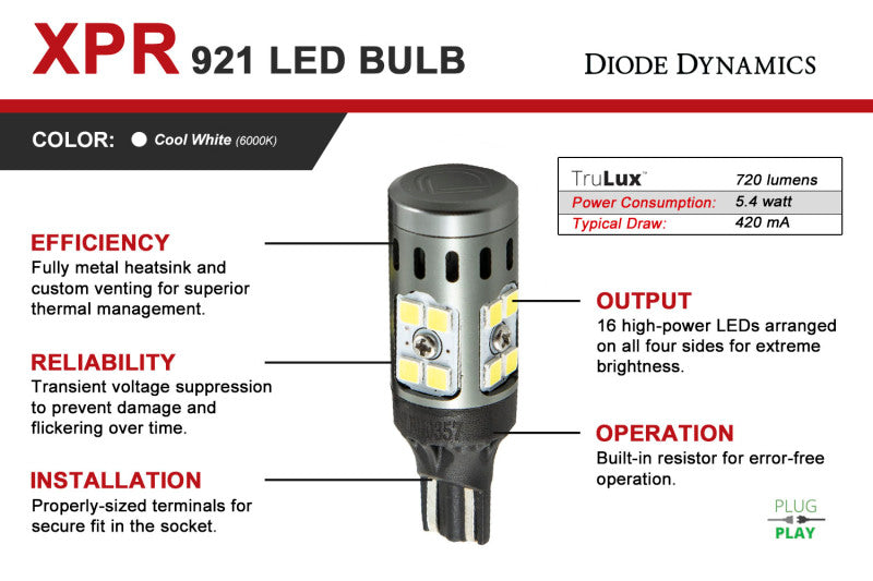 Diode Dynamics 921 XPR LED Bulb - Cool - White (Pair) Bulbs Diode Dynamics