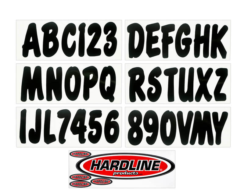 Hardline Boat Lettering Registration Kit 3 in. - 200 Black Solid Stickers/Decals/Banners Hardline