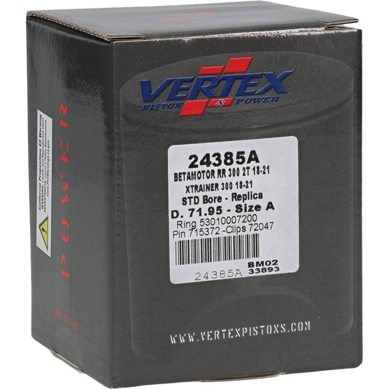 Vertex Piston 18-21 Beta RR 2T 300 300cc Cast Replica Piston Kit Piston Sets - Powersports Vertex Pistons