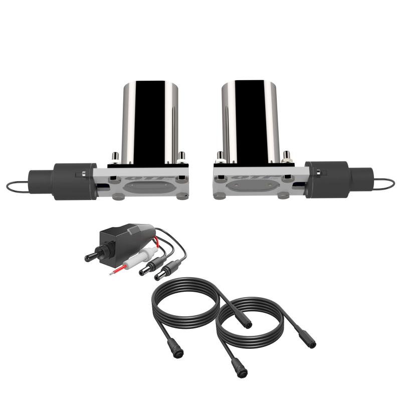 QTP Bolt-On QTEC Dual Low Profile Oval Electric Cutout Valves - Pair Exhaust Cutouts QTP
