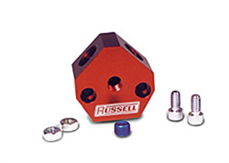 Russell Performance Billet Aluminum Y-Block w/ 3/8in inlet & outlet Distribution Blocks Russell