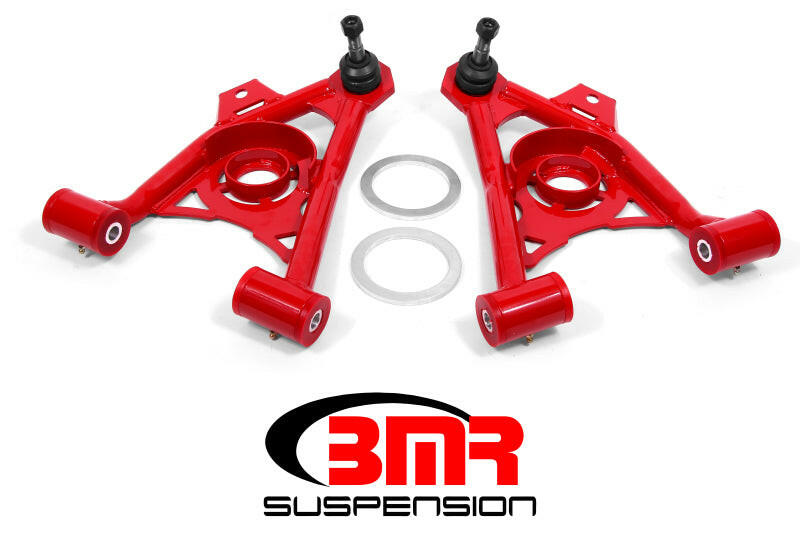 BMR 94-04 Mustang Lower Non-Adj. A-Arms (Poly) w/ Tall Ball Joint / Spring Pocket - Red Control Arms BMR Suspension