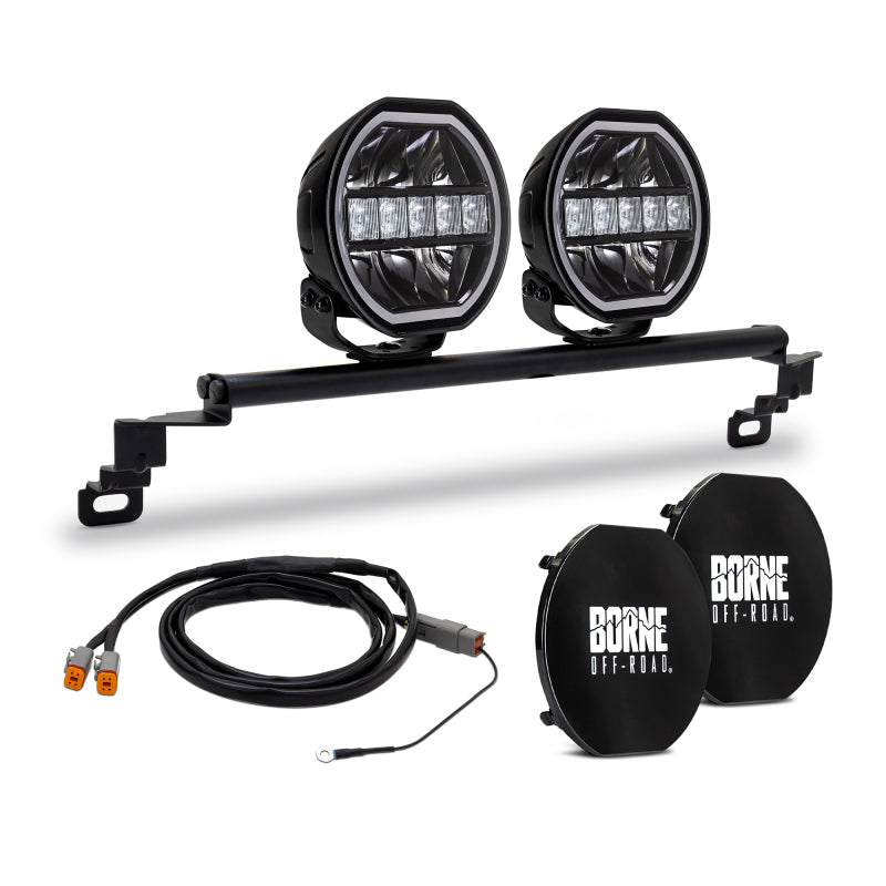 Borne Off-Road 2021+ Ford Bronco Direct Fit Lights - Standard Bumper - 2in x 7in Round - Up Light Bars & Cubes Borne Off-Road