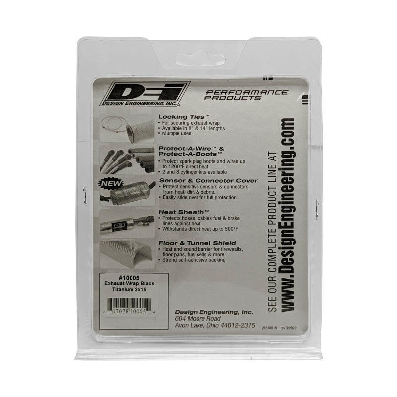 DEI Exhaust Wrap 2in x 15ft - Titanium - Black Exhaust Wrap DEI