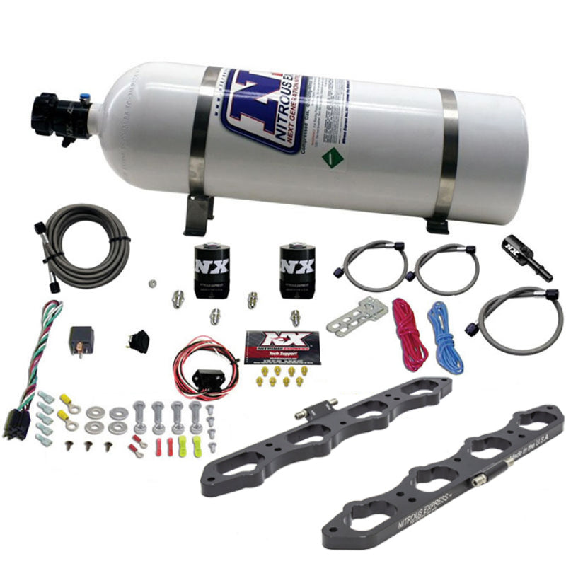 Nitrous Express Ford Coyote 5.0L V8 Nitrous Wet Port Plate Kit w/15lb Bottle Nitrous Systems Nitrous Express