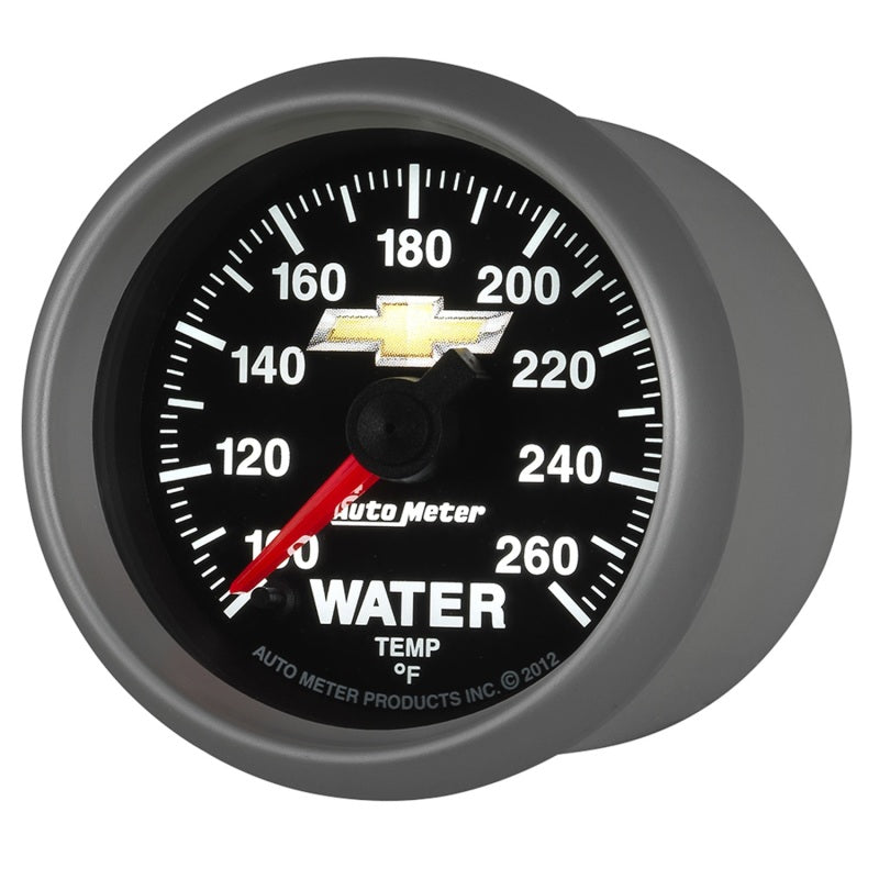 AutoMeter Gauge Water Temp 2-1/16in. 100-260 Deg. F Digital Stepper Motor Chevy Gold Bowtie Gauges AutoMeter