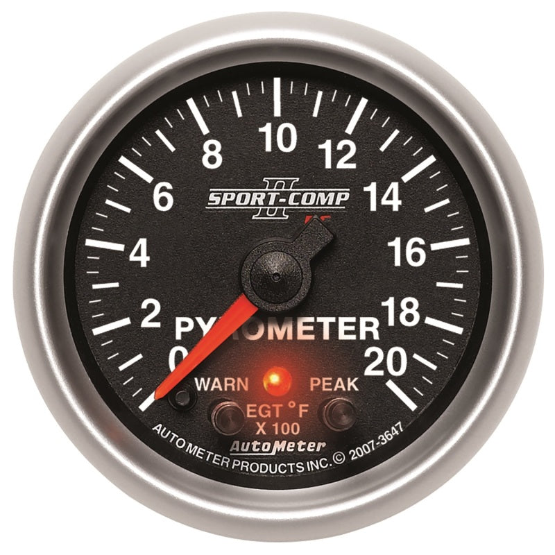 Autometer Elite 52.4mm 0-2000F Pyrometer Peak & Warn w/ Electronic Control Gauge Gauges AutoMeter