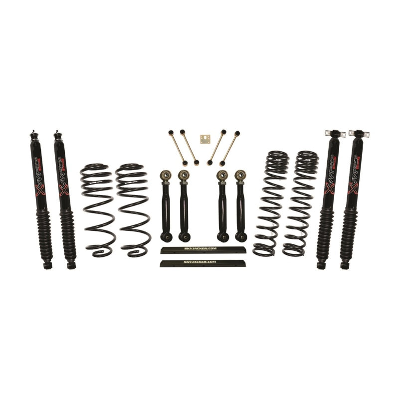 Skyjacker 97-02 Jeep TJ 4in D-Rate Long Travel Kit w/ Adj. FR/RR Lower Flex Links/Black Max Shocks Lift Kits Skyjacker
