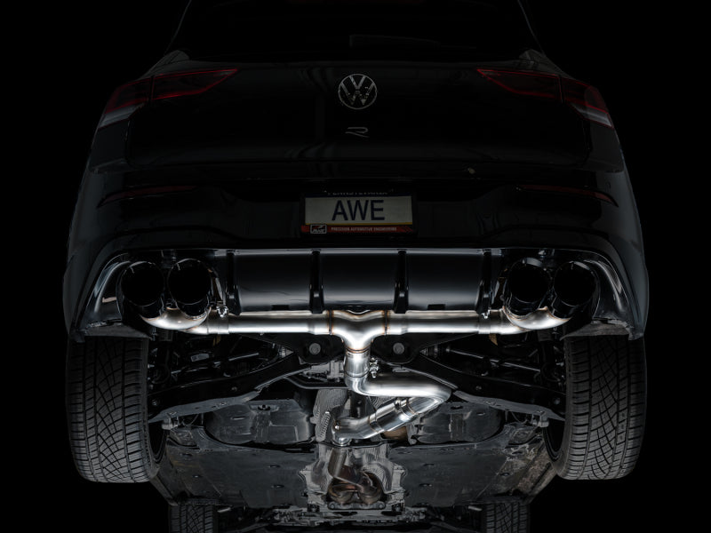 AWE MK8 Volkswagen Golf R 3in Track Edition Quad Exhaust - Diamond Black Tips Catback AWE Tuning