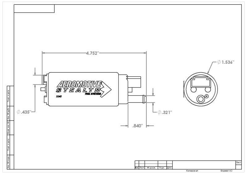 Aeromotive 340 Series Stealth In-Tank E85 Fuel Pump - Offset Inlet Fuel Pumps Aeromotive