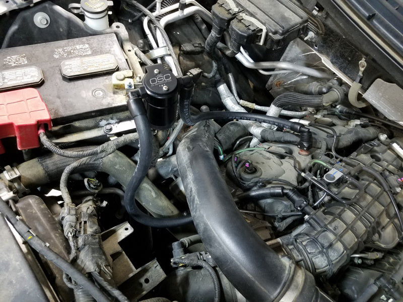 J&amp;L 2011-2025 Ford F-150 2.7L/3.5L/5.0L Passenger Side Oil Separator 3.0 - Black Anodized Oil Separators J&L