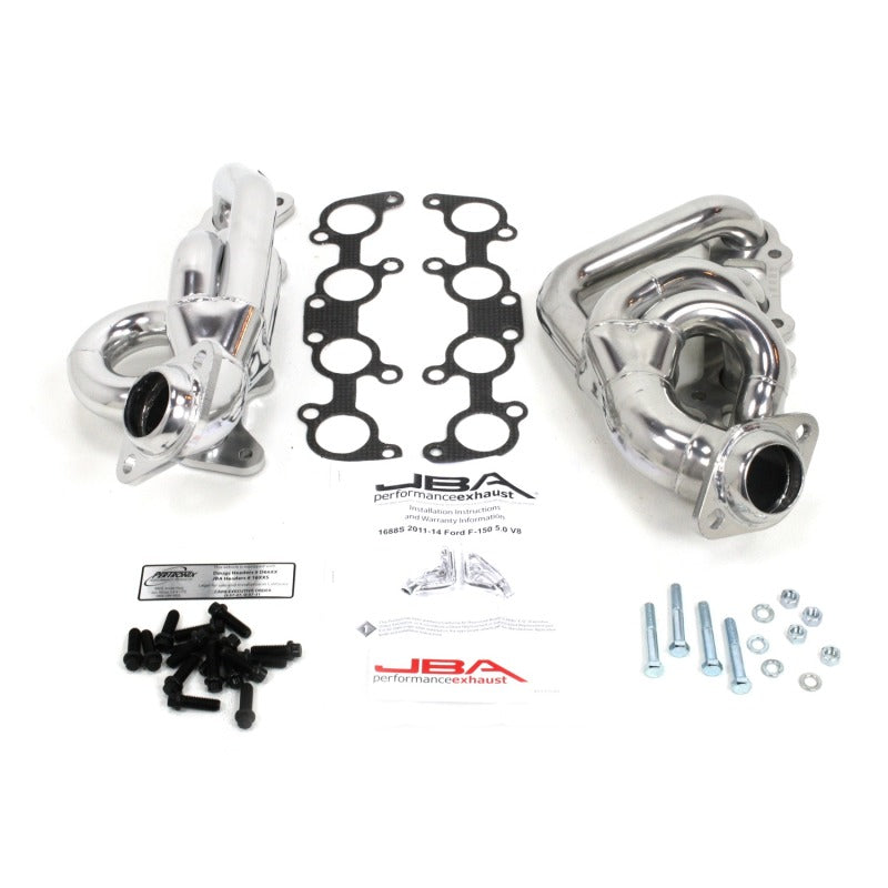 JBA 11-14 Ford F-150 5.0L Coyote 1-5/8in Primary Silver Ctd Cat4Ward Header Headers & Manifolds JBA