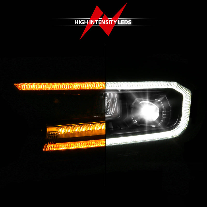 ANZO 19-23 Ford Ranger (Factory Halogen Model) Full LED Proj Headlights Init/DRL/SeqSig Black - Pair Headlights ANZO