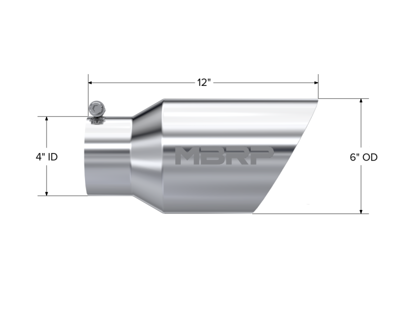 MBRP Universal Tip 6 O.D. Dual Wall Angled 4 inlet 12 length Steel Tubing MBRP