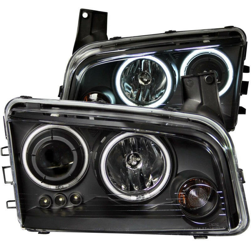 ANZO 2006-2010 Dodge Charger Projector Headlights w/ Halo Chrome (CCFL) Headlights ANZO