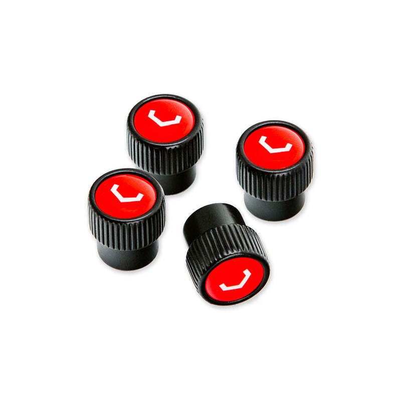 Vossen Classic V Valve Stem Cap Set - Black/Red Valve Stems Vossen