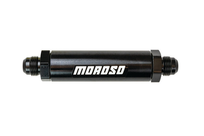 Moroso In-Line Fuel Filter - 6.5in -10An - 40 Micron SS Filter - Aluminum Fuel Filters Moroso