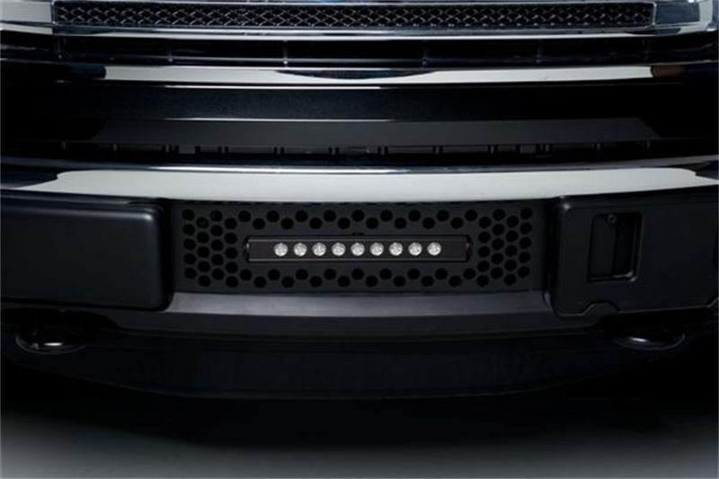 Putco 11-14 Ford F-150 EcoBoost SS Black Punch Bumper Grille Insert w/ 10in Luminix Light Bar Grilles Putco