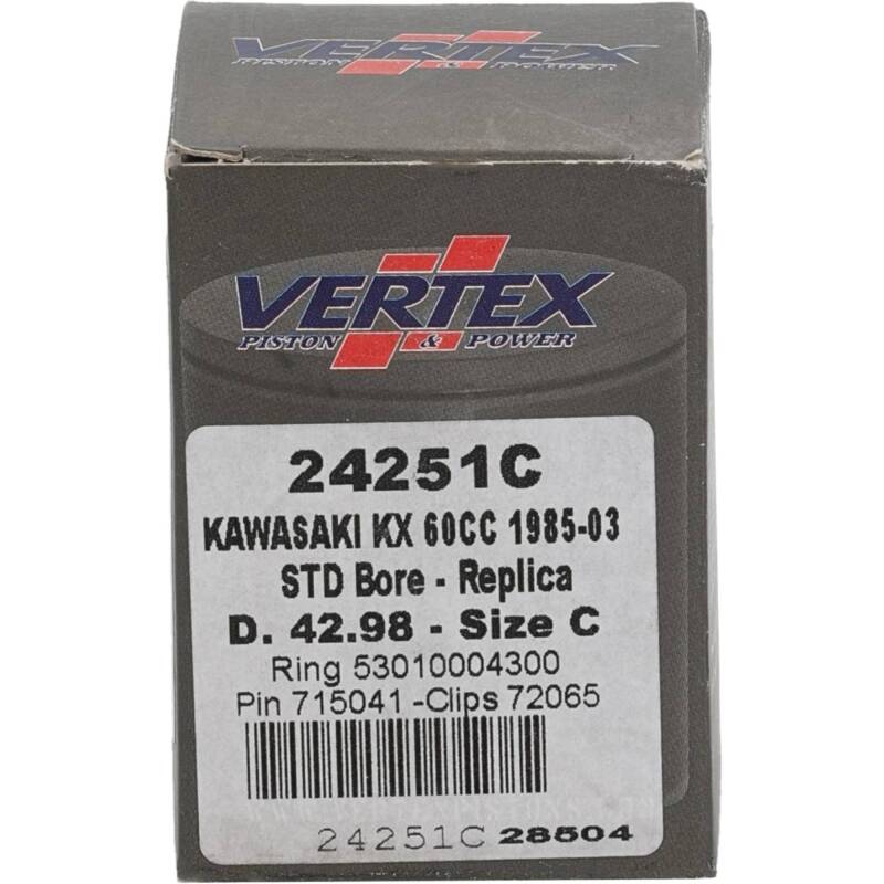 Vertex Piston 83-03 Kawasaki KX 60 60cc Cast Replica Piston Kit Piston Sets - Powersports Vertex Pistons