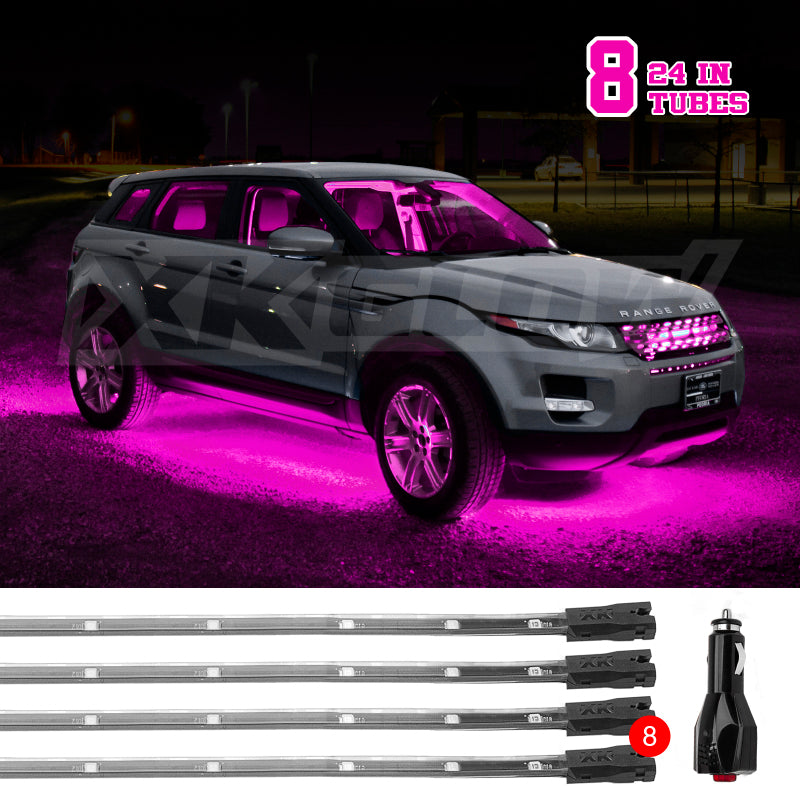 XK Glow Tube Single Color Underglow LED Accent Light Car/Truck Kit Pink - 8x24In Light Accessories and Wiring XKGLOW