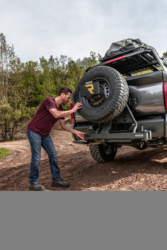 Go Rhino Swing-A-Way Hitch Mounted Tire Carrier (Lic. Plate Lights Not Included) - Textured Black Tire Carriers Go Rhino