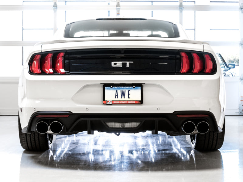 AWE Tuning 2018+ Ford Mustang GT (S550) Cat-back Exhaust - Touring Edition (Quad Chrome Silver Tips) Catback AWE Tuning