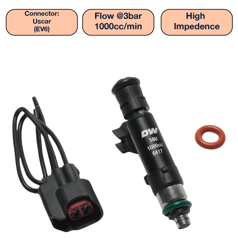 DeatschWerks Universal 1000cc Single Fuel Injector / 60mm Length / 14mm O-Ring Seals Fuel Injectors - Single DeatschWerks