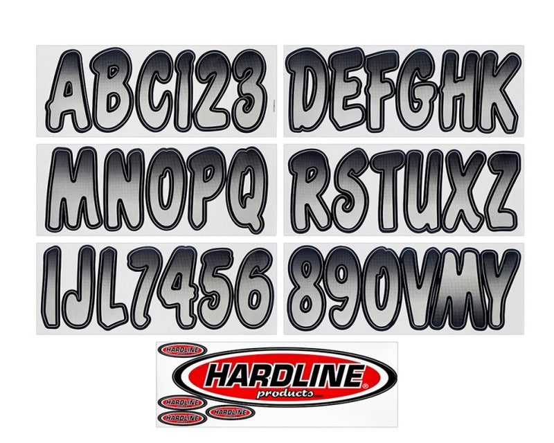 Hardline Boat Lettering Registration Kit 3 in. - 200 Silver/Black Stickers/Decals/Banners Hardline