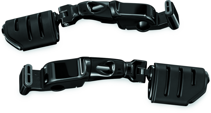 Kuryakyn Ergo II Trident Dually ISO Pegs With Long Arms Gloss Black Footpegs Kuryakyn