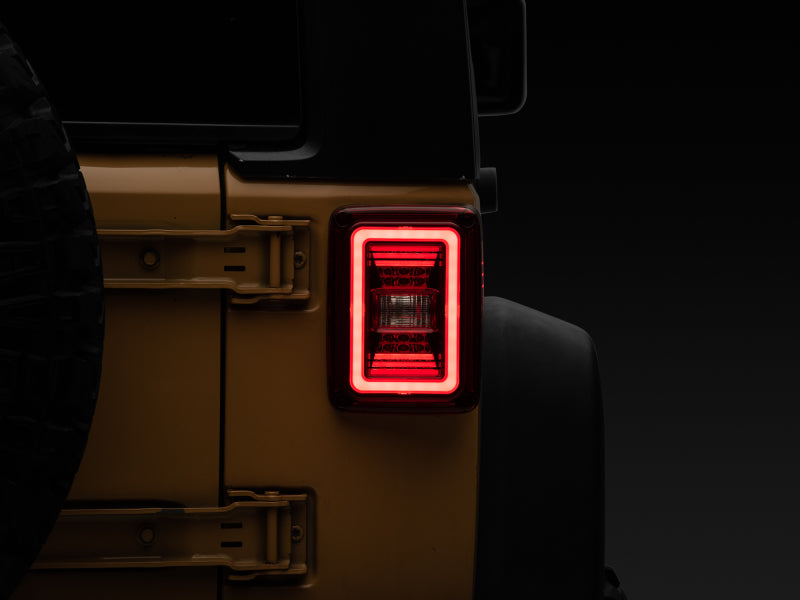 Raxiom 07-18 Jeep Wrangler JK JL Style LED Tail Lights- Black Housing - Red Lens Tail Lights Raxiom