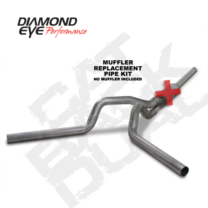 Diamond Eye KIT 4in Catback MFLR RPLCMENT PIPE DUAL SS: 2004.5-2007.5 DODGE CUMMINS 600 Catback Diamond Eye Performance