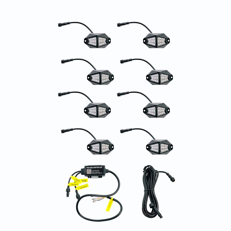 Whip It Led Rock Light 8 Pod Light Bars & Cubes Whip It