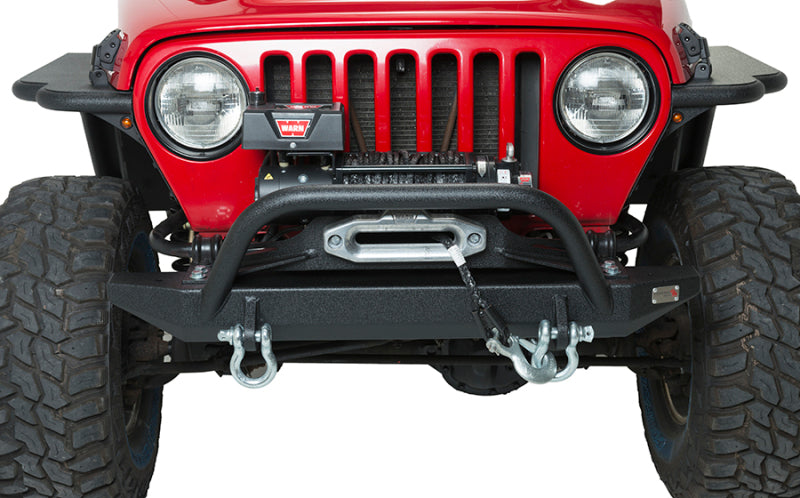 Fishbone Offroad 97-06 Jeep Wrangler TJ Rubicon Front Bumper W/Winch Guard - Blk Textured Powdercoat Bumpers - Steel Fishbone Offroad