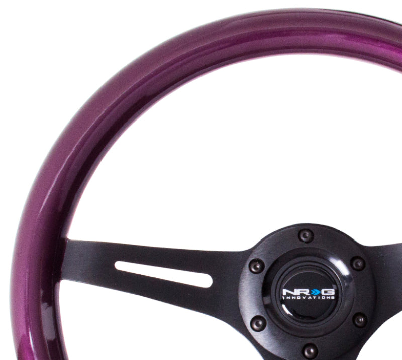 NRG Classic Wood Grain Steering Wheel (350mm) Purple Pearl/Flake Paint w/Black 3-Spoke Center Steering Wheels NRG
