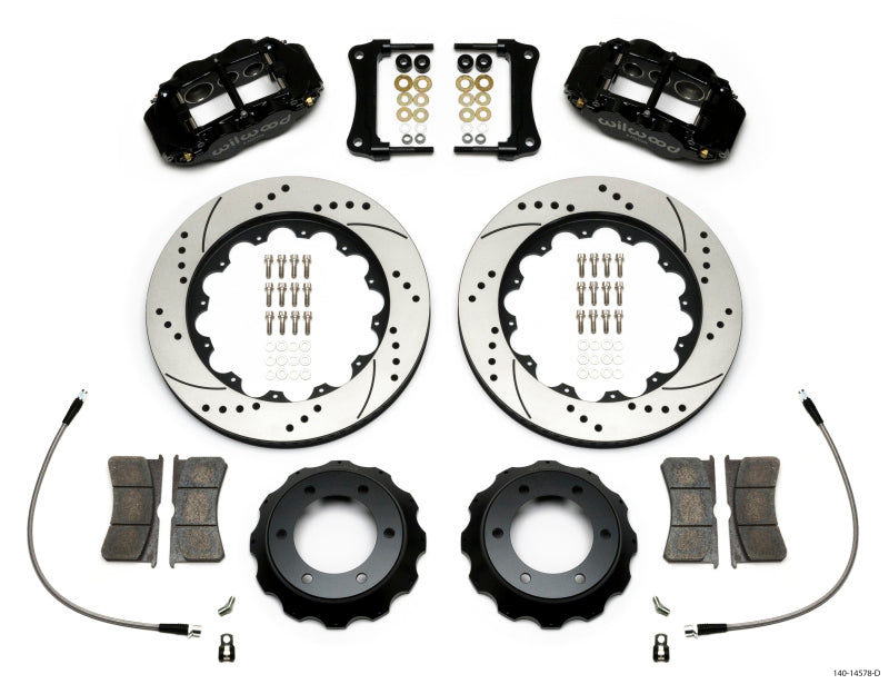 Wilwood Narrow Superlite Black 6R Front Kit 14in Drilled Rotor w/ Lines 05-15 Toyota Tacoma Big Brake Kits Wilwood